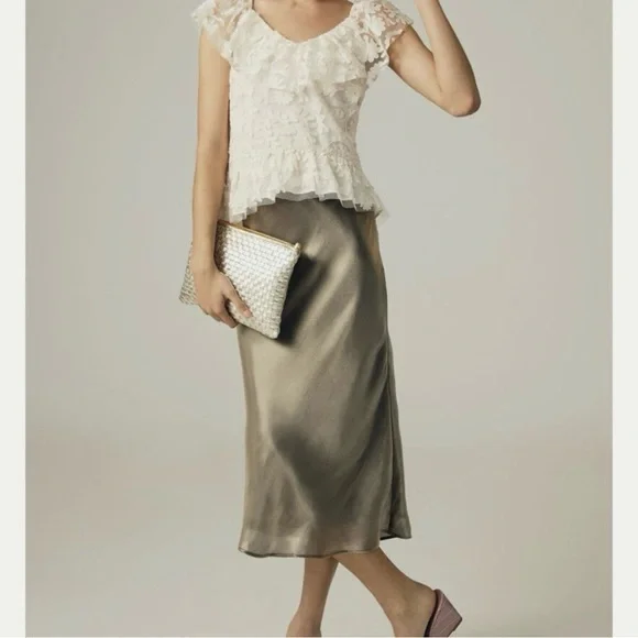 Anthropologie Lace Off-The-Shoulder Cream Blouse size XL - Picture 2 of 13